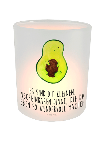 Mr. & Mrs. Panda Windlicht Avocado Kern mit Spruch in Transparent