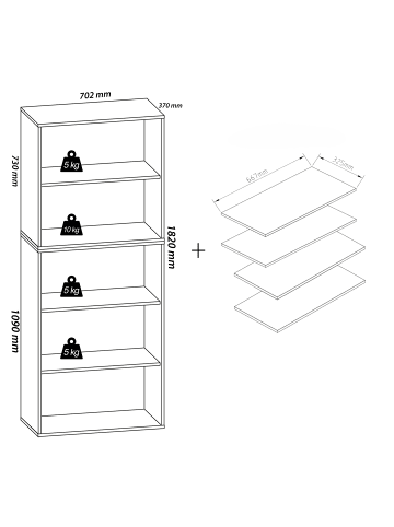 VCM  XXL Holz Großer Schuhschrank Schuhregal Lona 9 in Weiß