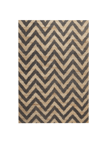 Beliani Geflochtener Teppich DEDEPINARI in Beige/Schwarz - (W) 160 x (L) 230 cm