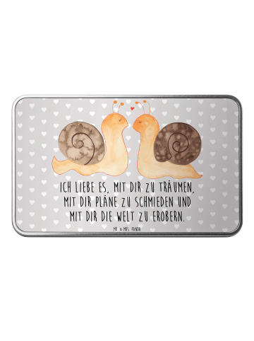 Mr. & Mrs. Panda Aufbewahrungsbox Schnecken Liebe mit Spruch in Grau Pastell