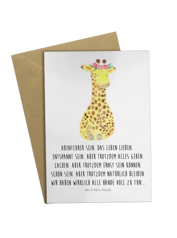 Mr. & Mrs. Panda Grußkarte Giraffe Blumenkranz mit Spruch in Weiß