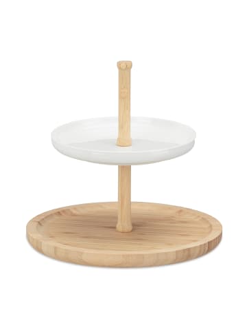 relaxdays Etagere in Natur/Weiß - (H)25 x Ø 25 cm