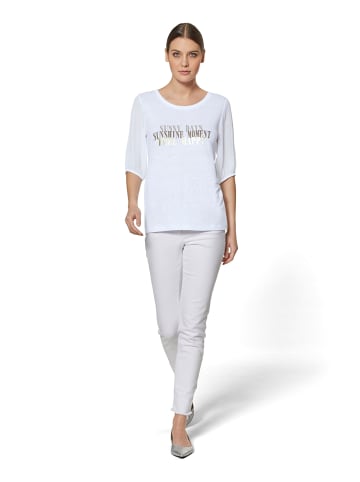 MADELEINE Bedrucktes Rundhals-Shirt mit Chiffon-Ärmeln in weiß