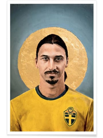 Juniqe Poster "Football Icon - Zlatan Ibrahimovic" in Blau & Gelb