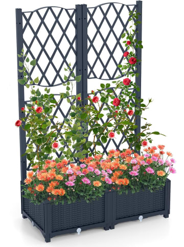 COSTWAY Blumenkasten mit Rankgitter in Grau