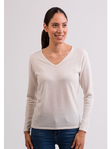 CASH-MERE.CH V-Ausschnitt Pullover in Weiss