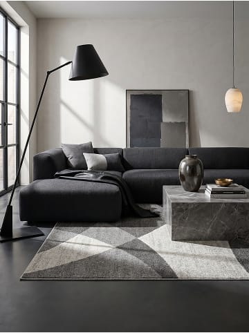 KADIMA DESIGN Teppich Niederflor Abstrakt pflegeleicht Wohnzimmer Flur Esszimmer in Rot-Grau
