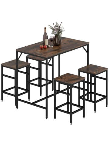 HOMCOM Bartisch-Set-100L x 60B x 88H cm-Rustikal-Braun
