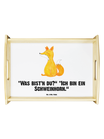 Mr. & Mrs. Panda Serviertablett Einhorn Fuchs mit Spruch in Weiß