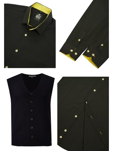 Rusty Neal Hemd mit Weste 2er Set in Schwarz / Gelb