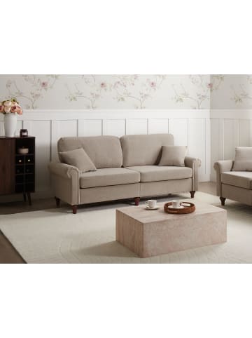 Beliani 3-tlg 3-Sitzer Sofa GINNERUP in Beige/Braun
