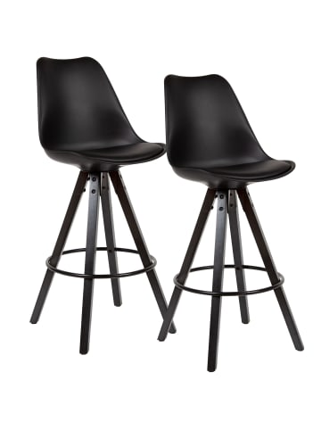 KADIMA DESIGN Barhocker 2er-Set | Kunstleder, Massivholz, Schwarz, Sitzhöhe 77cm