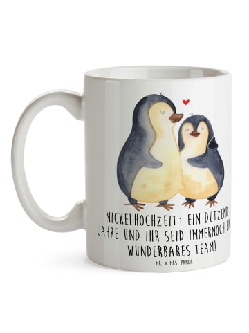 Mr. & Mrs. Panda Tasse mit Spruch 12. Hochzeitstag Nickelhochzei... in Weiß