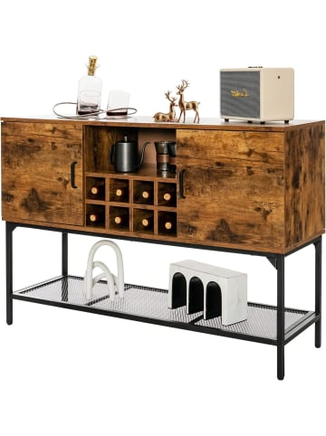 COSTWAY Sideboard mit Weinregal 120cm in Braun