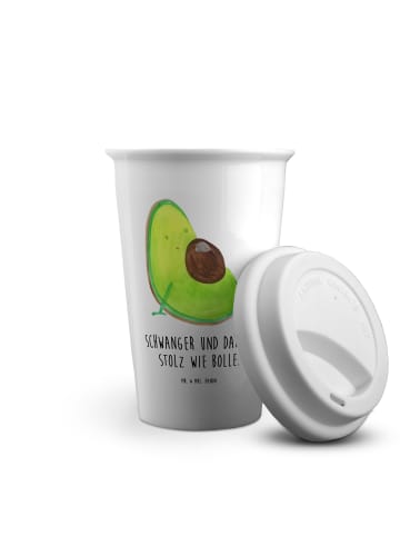 Mr. & Mrs. Panda To Go Becher Avocado Schwangerschaft mit Spruch in Weiß