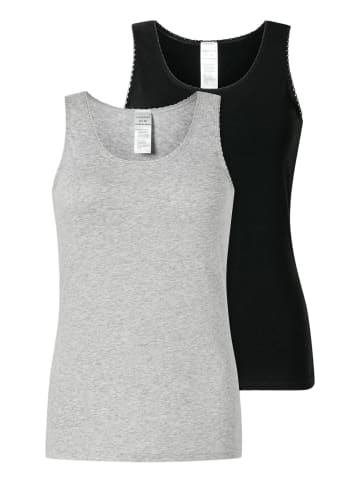 Schiesser Unterhemd / Top 95/5 Modern Cotton in Schwarz / grau