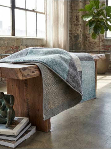 KADIMA DESIGN Teppich Kurzflor Waschbar Karo SOLDA Strapazierfähig OEKO-TEX in Blau