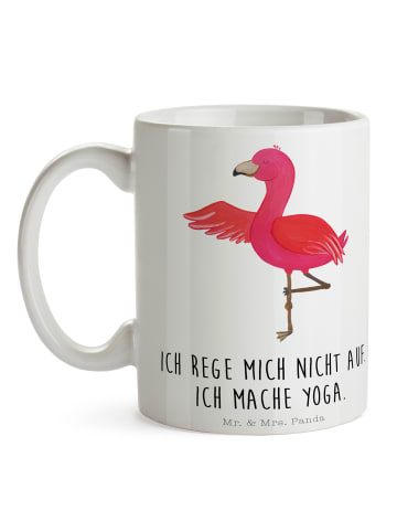 Mr. & Mrs. Panda Becher Flamingo Yoga mit Spruch in Weiß