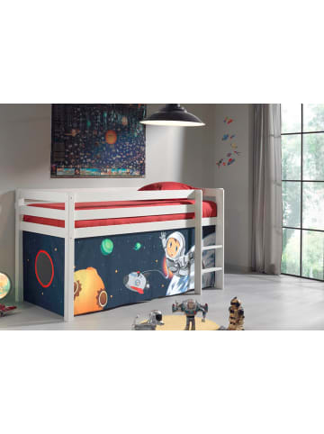 58 aufm Kessel KINDERBETT Karolina 210x114x106 Massivholz Weiß Textilset Spaceman