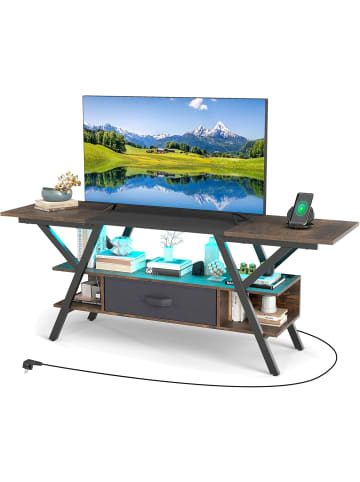 COSTWAY TV-Schrank mit RGB LED 140 x 40 x 54 cm in Braun