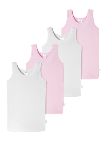Schiesser Unterhemd / Tanktop Kids Girls 95/5 Organic Cotton in Weiß / Rosa