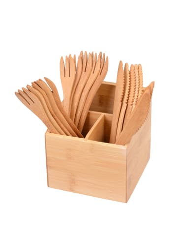 GRÄWE Bambus-Box mit 10-teiligem Besteck in natur