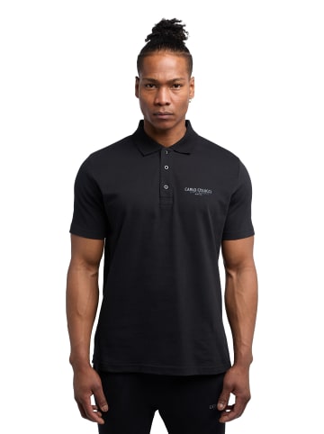 Carlo Colucci Poloshirt De Santis in Schwarz