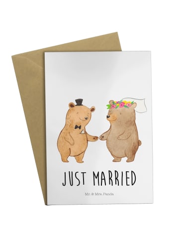 Mr. & Mrs. Panda Grußkarte Bären Heirat mit Spruch in Weiß