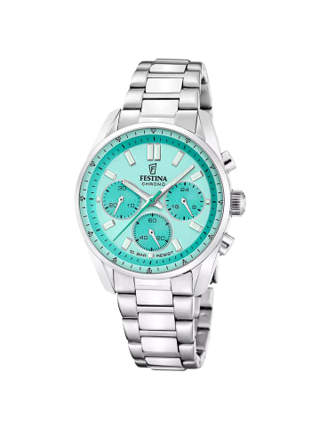 Festina Unisex-Uhr Boyfriend Chronograph Stahl/Türkis