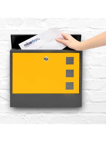 Briefkasten in Schwarz-Gelb - (B)36 x (H)30 x (T)10 cm