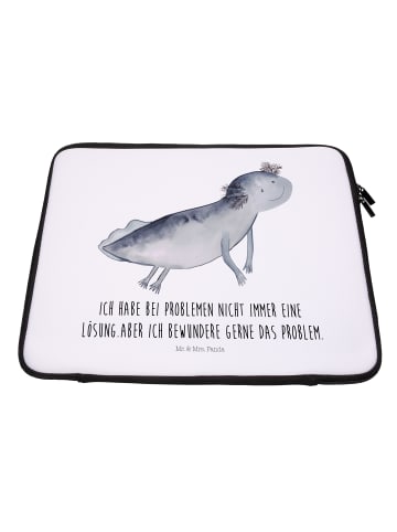 Mr. & Mrs. Panda Notebook Tasche Axolotl Schwimmen mit Spruch in Weiß