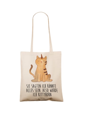 Mr. & Mrs. Panda Tragetasche Einhorn Katze mit Spruch in Creme