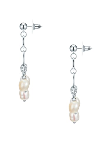 Lulu & Jane Ohrringe aus Metall-Legierung mit Süßwasser-Zuchtperle in silber
