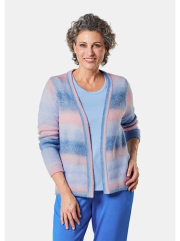 GOLDNER Cardigan Verschlussloser, leichter Strickcardigan in mittelblau / melba / gemustert