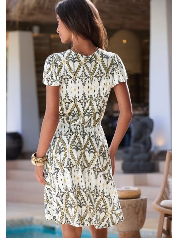LASCANA Jerseykleid in sand-khaki bedruckt