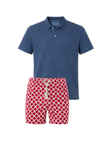 Gassa d’Amante Badeshorts & Polo-Shirt (2tlg. Set) Nora in Rot-Jeansblau