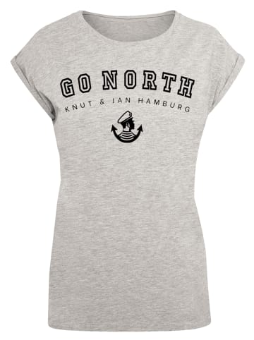 F4NT4STIC Extended Shoulder T-Shirt PLUS SIZE Go North in grau meliert