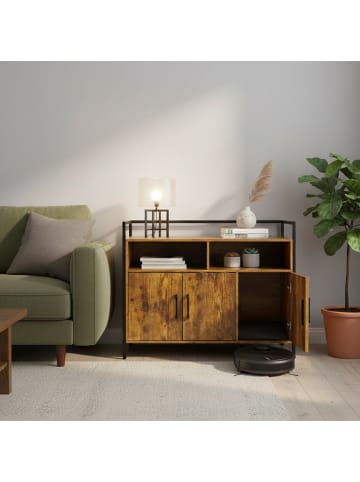 relaxdays Katzenschrank in Dunkelbraun/ Schwarz - (B)90 x (H)74 x (T)45 cm