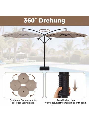 COSTWAY 300 cm Sonnenschirm mit Ständer in Braun
