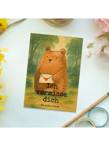 Mr. & Mrs. Panda Ansichtskarte Bär Vermissen Design mit Spruch in Weiß