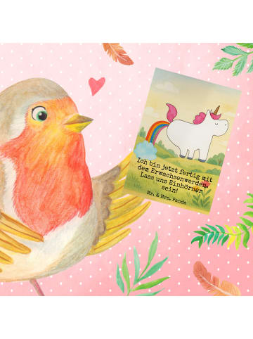 Mr. & Mrs. Panda Glückwunschkarte Einhorn Pupsen Design mit Spruch in Weiß