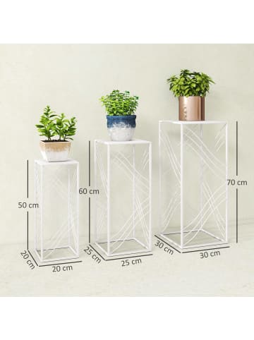 Outsunny Pflanzenständer in Weiß 30L x 30B x 70H cm