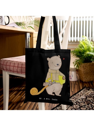Mr. & Mrs. Panda Laptoptasche Bär Freiwillige Feuerwehr ohne Spruch in Schwarz