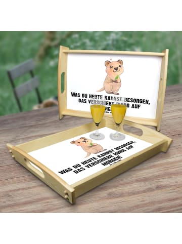 Mr. & Mrs. Panda Großes Tablett Quokka Happy mit Spruch in Weiß