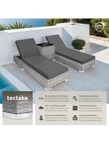 tectake Aluminium Rattan Sonnenliegen, inklusive 2 Bezugssets und Schutzhülle