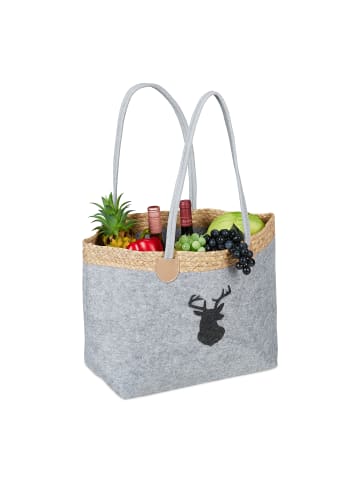 relaxdays Filztasche "Hirsch" in Grau