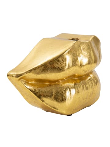 Mauro Ferretti Goldene Harzvase in Lippenform, 23 x 8 x 12 cm