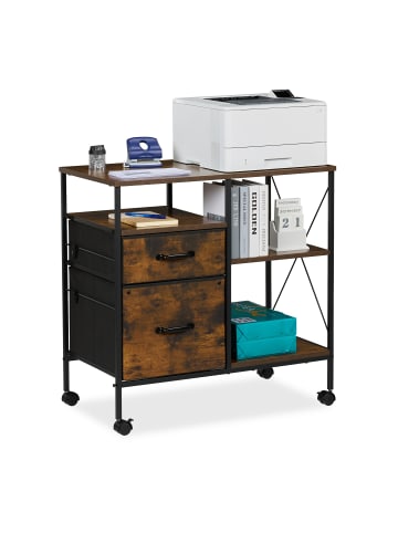 relaxdays Rollcontainer in Braun/Schwarz - (B) 76,5 x (H) 75,5 x (T) 40 cm