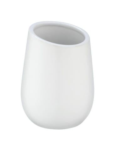 Wenko Zahnputzbecher aus Keramik BADI in Weiß, (B) 8 x (H) 11 x (L) 8 cm