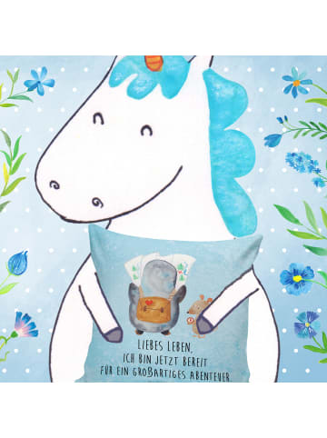 Mr. & Mrs. Panda kissen bedruckt Pinguin & Maus Wanderer mit Spruch in Eisblau